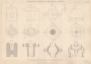 VICTORIAN ENGINEERING/MECHANICAL DRAWING. Examples of use of Sections 1876 - Picture 1 of 1