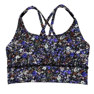 LULULEMON Energy Longline Bra Size 4 Medium Support B/C Cup Flower Burst Multi - Picture 1 of 4