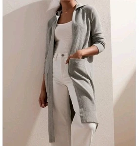 Banana Republic Duster Cardigan Sweater Light Heather Gray Hoodie - Picture 1 of 12