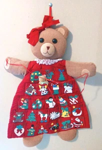 Teddy Bear Advent Calendar Plush Terry Cloth Christmas Cottage Granny Core 90s - Picture 1 of 12