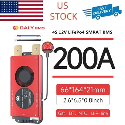 Daly Smart BMS 4S 12V 200A LiFePo4 Battery BMS with Bluetooth Module US - Image 1 of 4