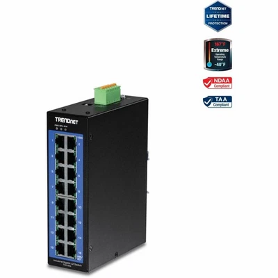 TRENDnet TI-G160i 16-Port Industrial Gigabit L2 Managed  DIN-Rail Switch - Image 1 of 4