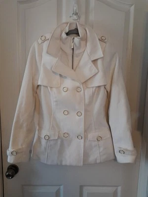 Vint Guess女式小号白色正装外套下划线拉链前金色Buttondown — 第 1/4 张图片