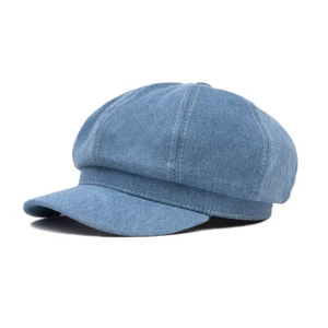 Women Vintage Denim Newsboy Cap Adjustable Washed Cotton Painter Beret Hat - Picture 1 of 15