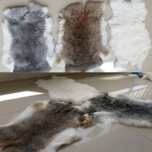 Random Color 6 Pieces Real Rabbit Fur Pelts Leather Hide for DIY Crafting Decor - Picture 1 of 18