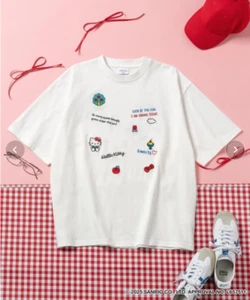 Sanrio Characters Hello Kitty Print Oversized T-Shirt Off-WH 2025 Summer JP LTD - Picture 1 of 2