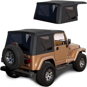 Jeep Wrangler TJ Soft top Replacement, 1997-2006, w/ Tinted Windows, Black Denim - Picture 1 of 6