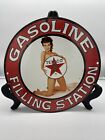 Vintage Style ''Texaco Gasoline'' Porcelain Pump Plate 12 Inch Usa
