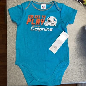 Short Sleeve Bodysuit Miami Dolphins Snaps NFL Team Apparel 6-12 Months - Picture 1 of 6