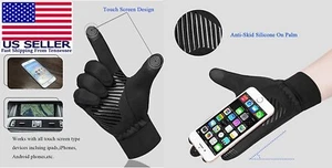 Winter Gloves Unisex Touch Screen Design Anti-Skid Palms Fingertips Black Sz XL - Picture 1 of 9