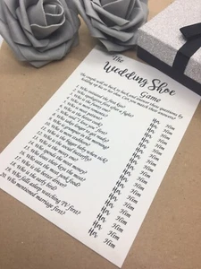 12 x A6 Wedding Shoe Game Quiz Bride and Groom Activity Who know Who Best - Picture 1 of 3