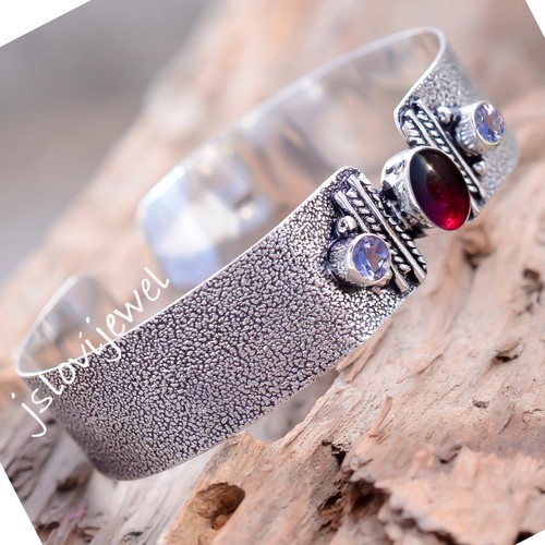 VALENTINO Braccialetto regalo principessa argento sterling 925 pietra preziosa granato e ametista sfaccettata