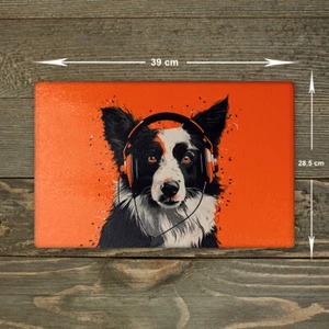 Border Collie Chopping Board Glass - Cutting Board Kitchen Worktop Saver - Picture 1 of 5