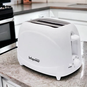 White 2 Slice Toaster Cool Touch 700W Electric Variable Browning Control Defrost - Picture 1 of 6