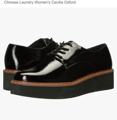 $97 Lavandería China NUEVO Cecilia Oxford Cuero Plataforma Zapatos Negros Para Mujer’s 9.5 Foto 1 de 4