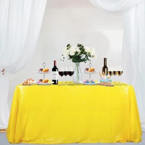 Rectangle Tablecloth 90x132 Inch Sequin Table Cover Disposable Rustic Table Clot - Picture 1 of 7