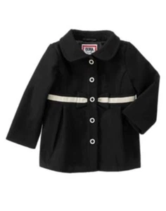 GYMBOREE OLIVIA COLLECTION BLACK COAT w/ BOW WAIST 6 12 24 2T 3T 4T 5T NWT - Picture 1 of 1