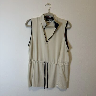 Camisa polo feminina Lady Hagen com cordão azul floral sem mangas bétula golfe em excelente estado usado - Imagem 1 de 4