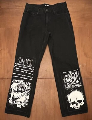 Pantalones de mezclilla negros 30x32 HOT TOPIC para hombre calaveras de descomposición lenta patinador gótico punk Foto 1 de 4
