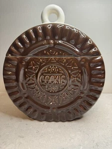 VTG Ceramic Cookie Jar Oreo Chocolate Cookie Container Treats Snacks, Broken Lid - Picture 1 of 15