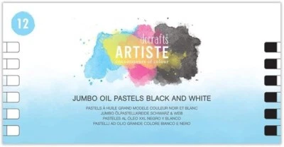 12er Pack Docrafts Artiste Jumbo Ölpastelle schwarz & weiß - 6 schwarz + 6 weiß NEU