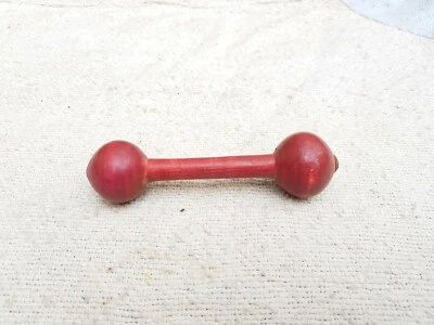 Vintage Ancien Original Handmade Peint Rose Bois Double Côté Hochet Jouet W740 - Photo 1/4