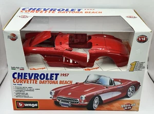 NEW Burago 1/18 1957 Chevrolet Corvette Metal Model Kit #79670 Red Daytona Beach - Picture 1 of 9