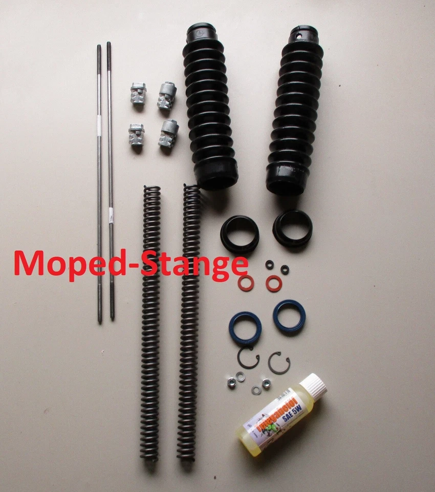 SET Simson Gabel Telegabel Stab Feder verstärkt Reparatursatz Faltenbalg S50 S51 - Bild 1 von 1