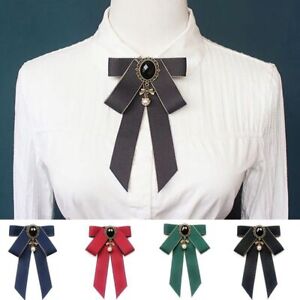 Rhinestone Bow Tie Alloy Necktie Shirt Collar Pin Fashion Bowknot Brooches