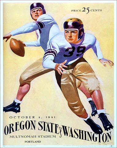 OREGON STATE BEAVERS 1941 vs. Washington Vintage NCAA Program Cover 22x28 POSTER Cover