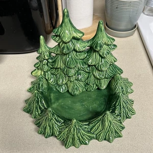 RARO Molde Holanda Cerámica Iluminado Árboles de Navidad Caramelo Plato Estanque MCM - Imagen 1 de 8