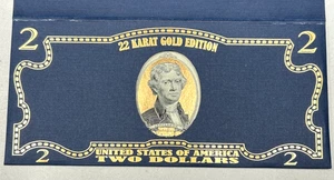 2013 22KT KARAT GOLD FOIL EDITION $2 TWO DOLLAR BILL COMMEMORATIVE BANK NOTE - Picture 1 of 4
