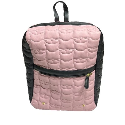 BETSEY JOHNSON Kitty Cat Backpack Quilted Black Pink - Image 1 of 4