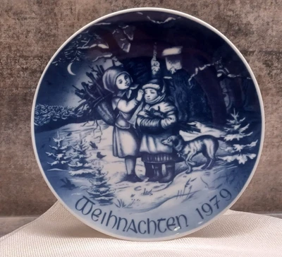 Weihnachtsteller 1979 Bareuther Bavaria blau - weiß LIMITED EDITION - Bild 1 von 4
