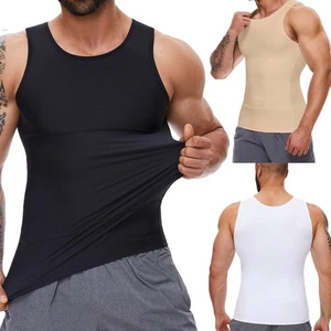 2 Pack Men Body Shaper Compression Tank Tops Vest Slim Shapewear Abdomen Shirt - Picture 1 of 18