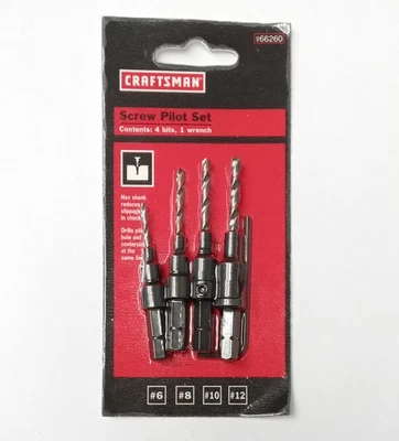 Craftsman Screw Pilot 4 Piece Set (#6, #8, #10, & #12) 66260 USA - Image 1 of 2