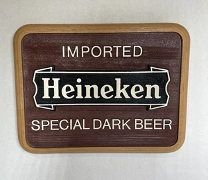 Vtg Bar Wall Heineken Imported Beer 3D Sign Embossed Lettering 1984 Munching Co - Picture 1 of 6