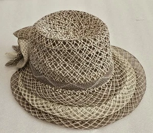 Straw Hat Bow Wedding Easter Garden Party Derby Beach Summer Sun Bonnet Cottage - Picture 1 of 15