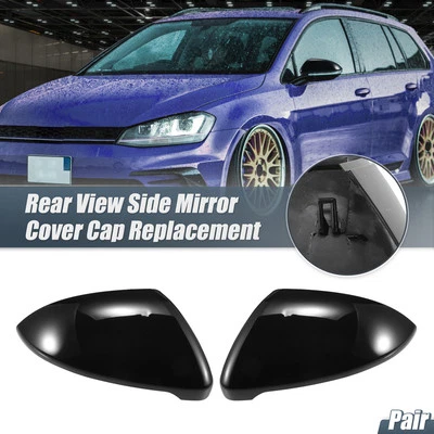 Pair Rearview Mirror Cover Cap Gloss Black Fit for Volkswagen GOLF MK7 E-GOLF - Image 1 of 4