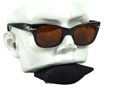 RARE 6201/48 PERSOL RATTI SUNGLASSES VINTAGE BLACK FRAME ITALY 60s OUTDOORS MEN - Image 1 of 4