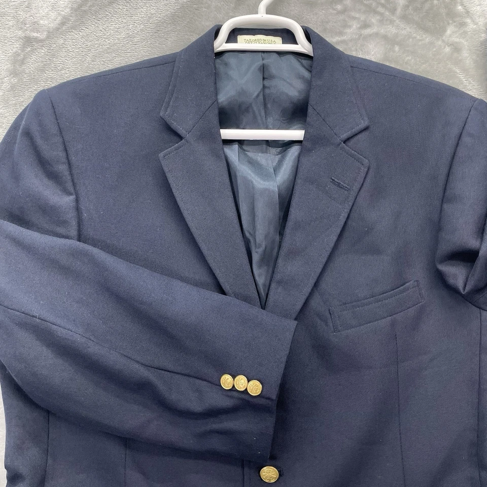Orvis Blazer 男式 44S 码夹克外套运动套装羊毛三扣大学 — 第 1/4 张图片
