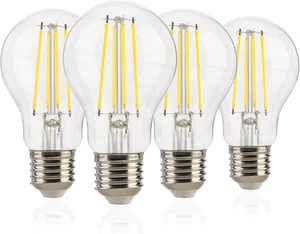 Jaspertronics™ Dusk to Dawn A19 LED Bulb, 2700K Daylight, 8W, E26 Base, 4 Pack - Picture 1 of 9