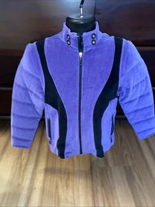 Jamie Sadock Jacket Womens Medium Purple Black Velour Full Zip Pockets Casual - Picture 1 of 6