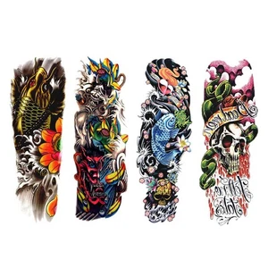 4 Piezas/Lote Impermeable Tatuajes Temporales Pez Calavera Color Brazo Completo Me6615 - Imagen 1 de 9