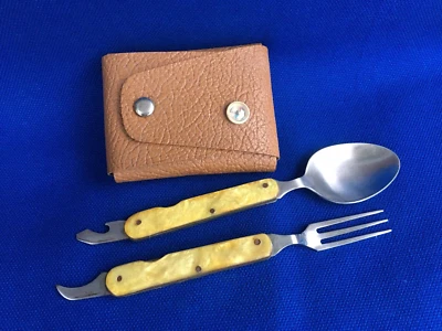 Conjunto de viagem vintage garfo colher bússola URSS - Imagem 1 de 4