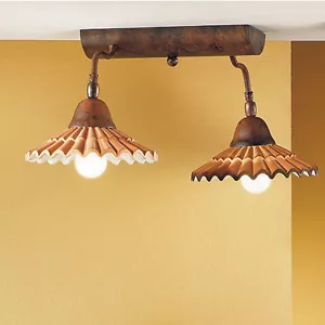 LAMPADARIO PLAFONIERA PIATTO CERAMICA CLASSICO RUSTICO COUNTRY SALOTTO TAVERNA - Foto 1 di 1