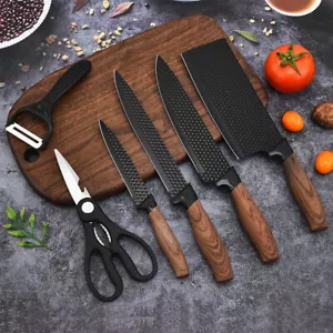 Edelstahl Küchenmesser Set geschmiedet Kochmesser mit Schere Keramik Schäler - Bild 1 von 13