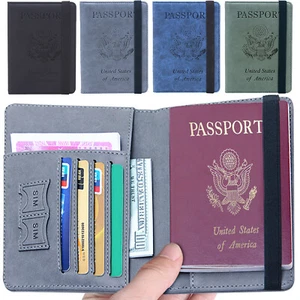 Slim Leather Travel Passport Wallet Holder RFID Blocking ID Card Case Cover Gift - Picture 1 of 52