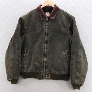 Carhartt Jacket Mens L Tall Green Santa Fe J14 Moss Thrashed Grunge Workwear Y2K - Picture 1 of 13