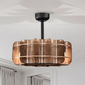 Moritz 21 Inch Imitation Wood Grain Farm House Style Fandelier - Picture 1 of 18